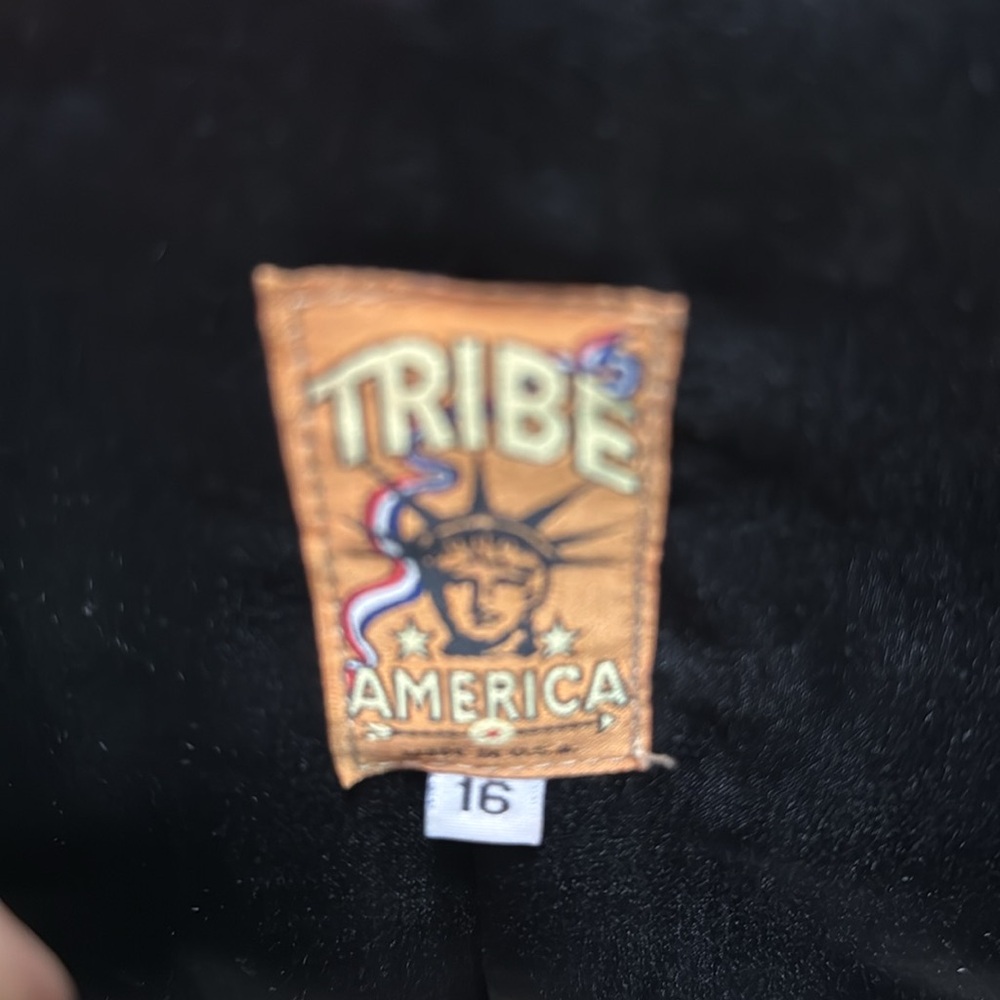 Tribe America leather and nailhead authentic moto vest - Picture 3 of 6